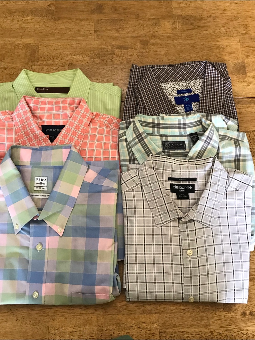 Bundle Lot of 6 Men's Button-Down Shirts Size XXL Long Sleeve